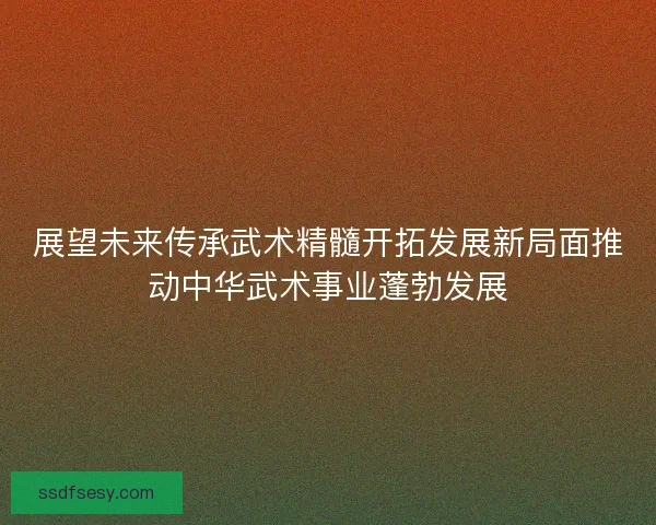 展望未来传承武术精髓开拓发展新局面推动中华武术事业蓬勃发展
